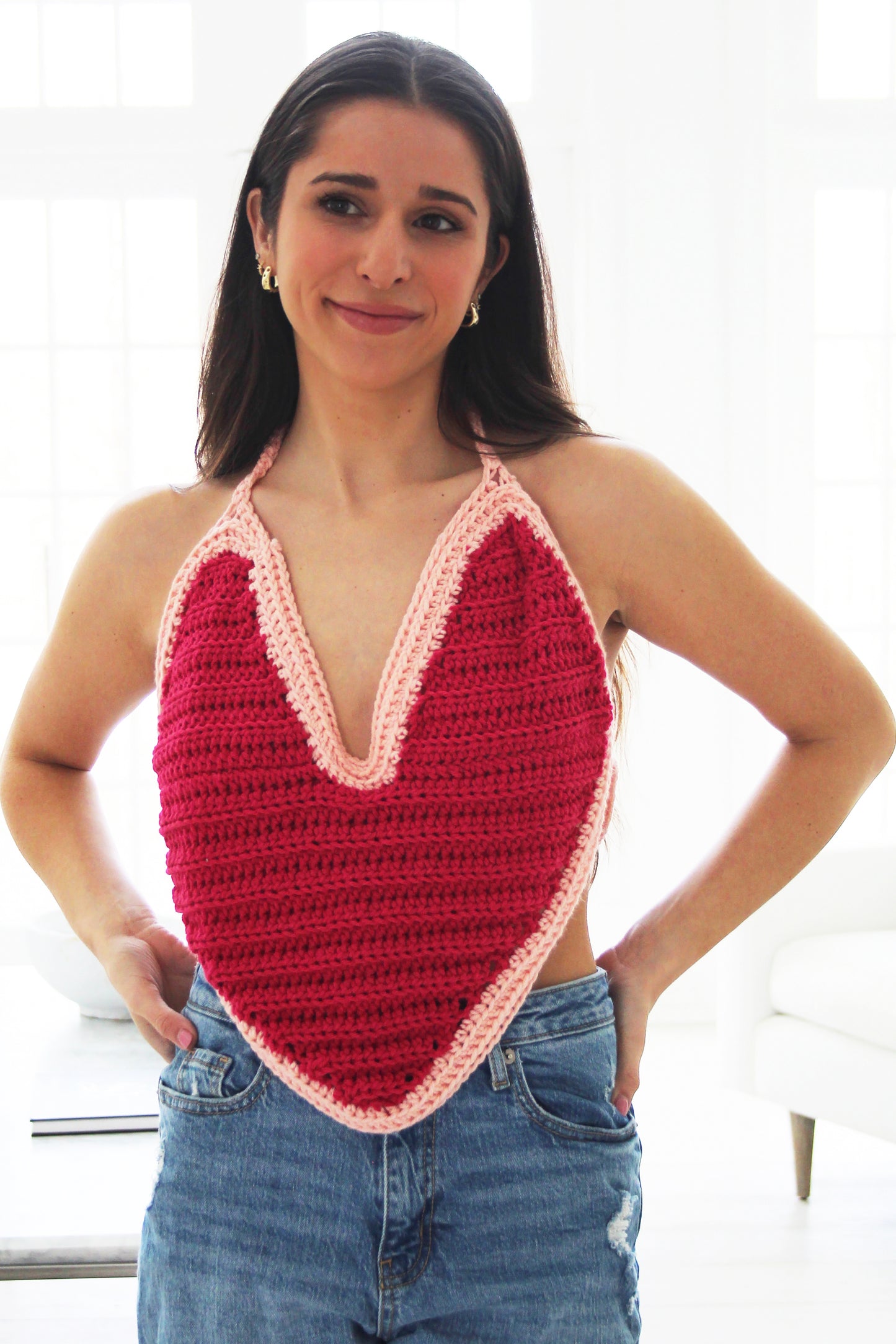Carys Hand Crocheted Heart Halter Top