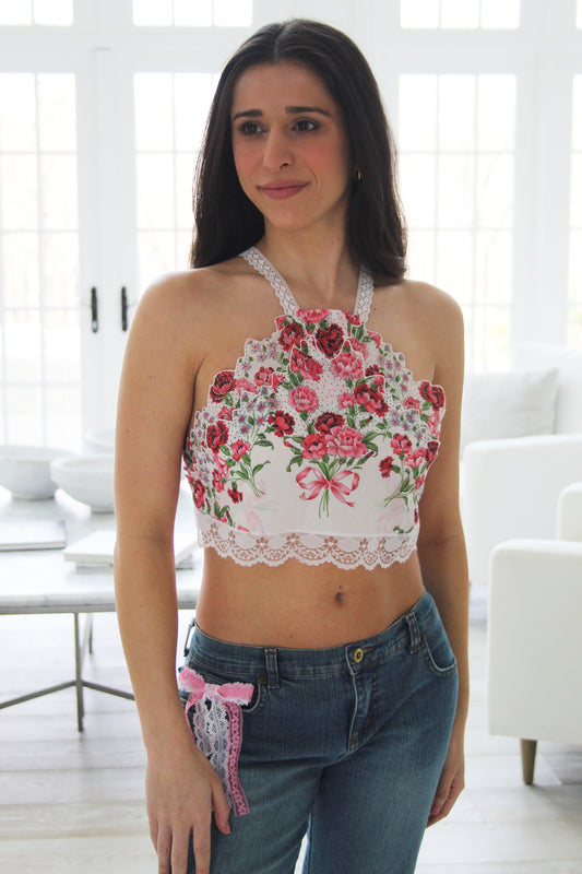 Rose Vintage Hanky Halter Top