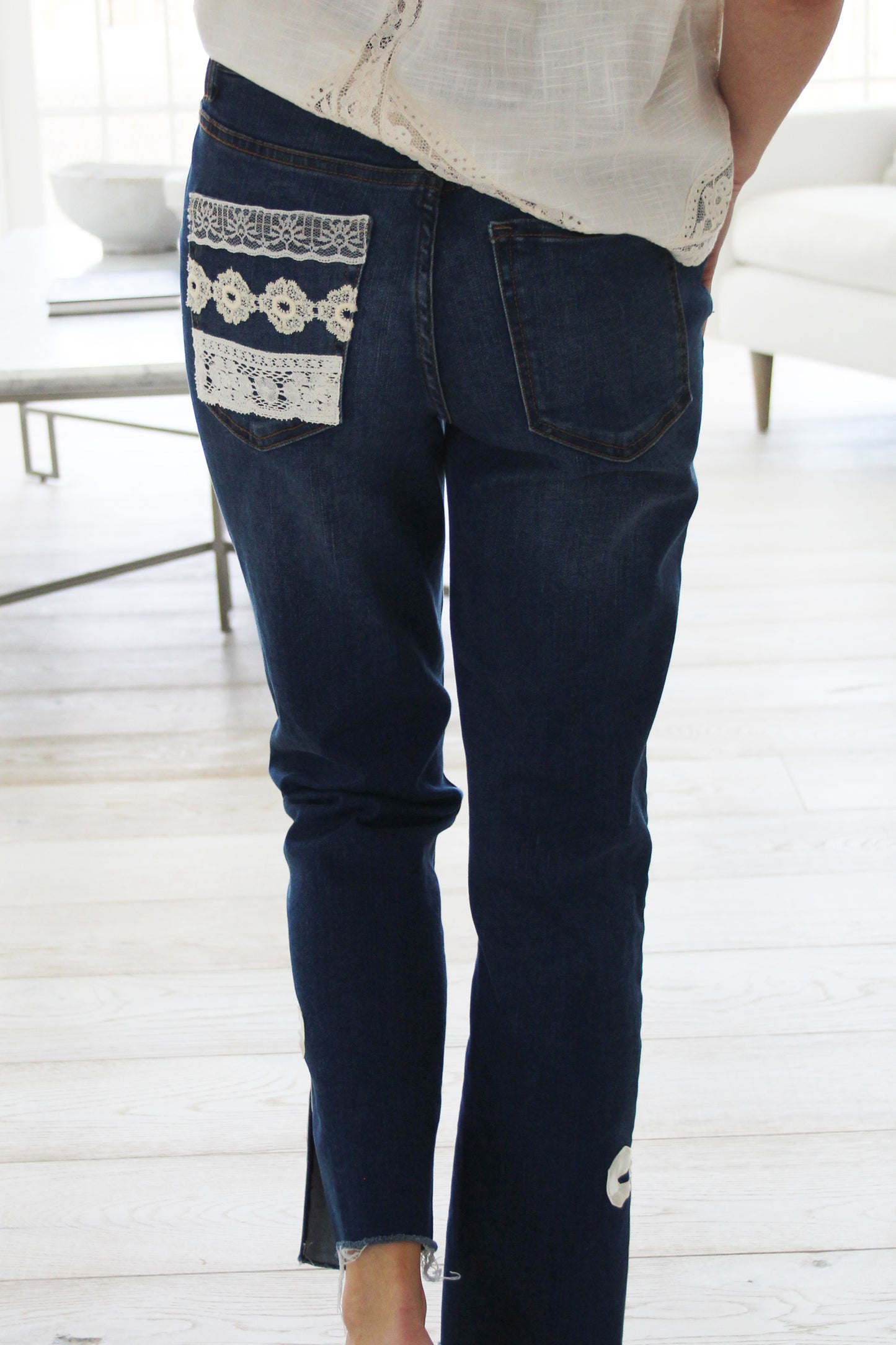 Daisy Upcycled Bow Jeans